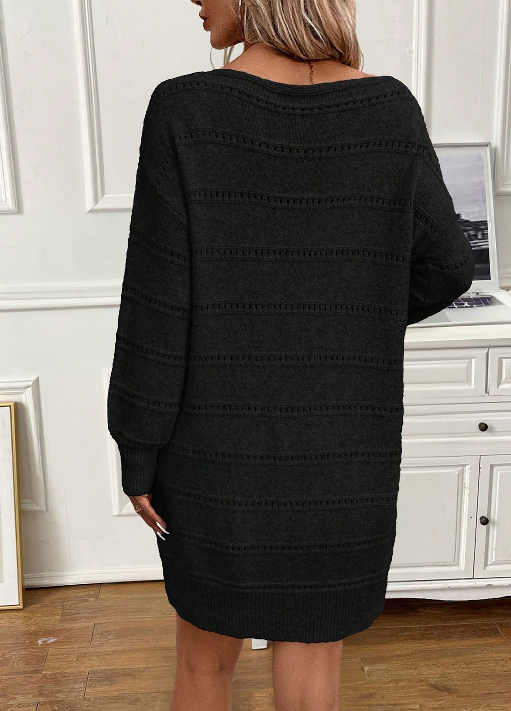 Чорна кежуал сукня сукня светр SHEIN однотонна