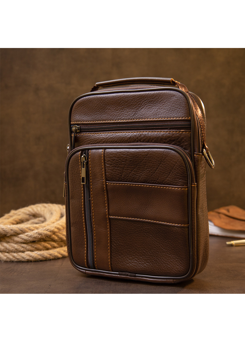 Чоловік шкіряний месенджер 20х25х6 см Vintage (252128660)