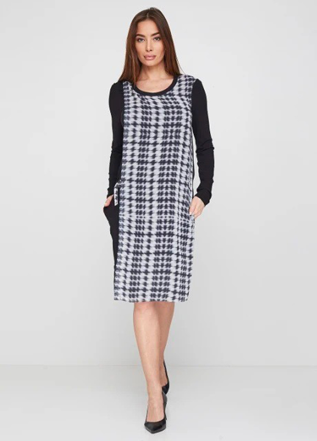 Комбинированное кэжуал платье футляр DKNY с абстрактным узором