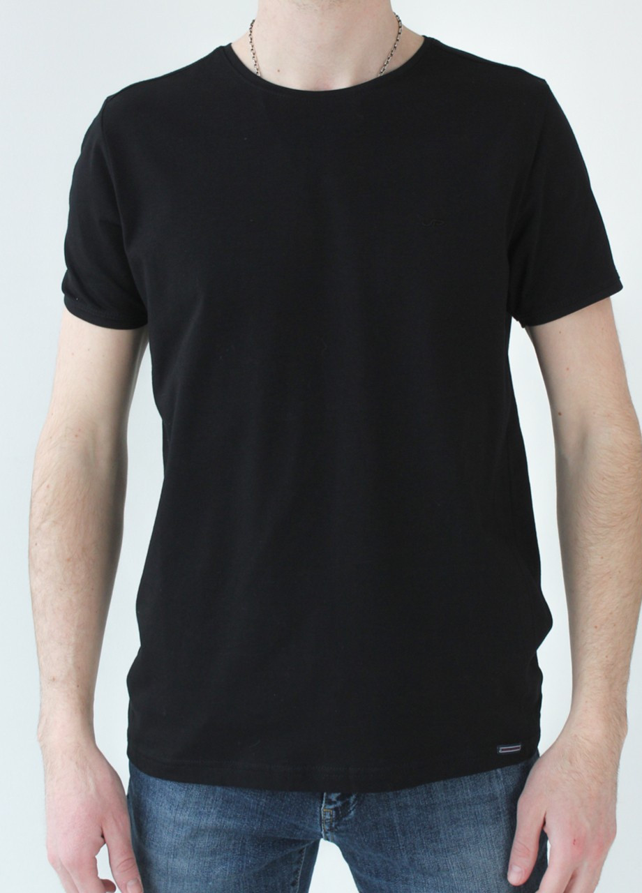 Черная футболка мужская черная базовая большой размер с коротким рукавом Jean Piere
