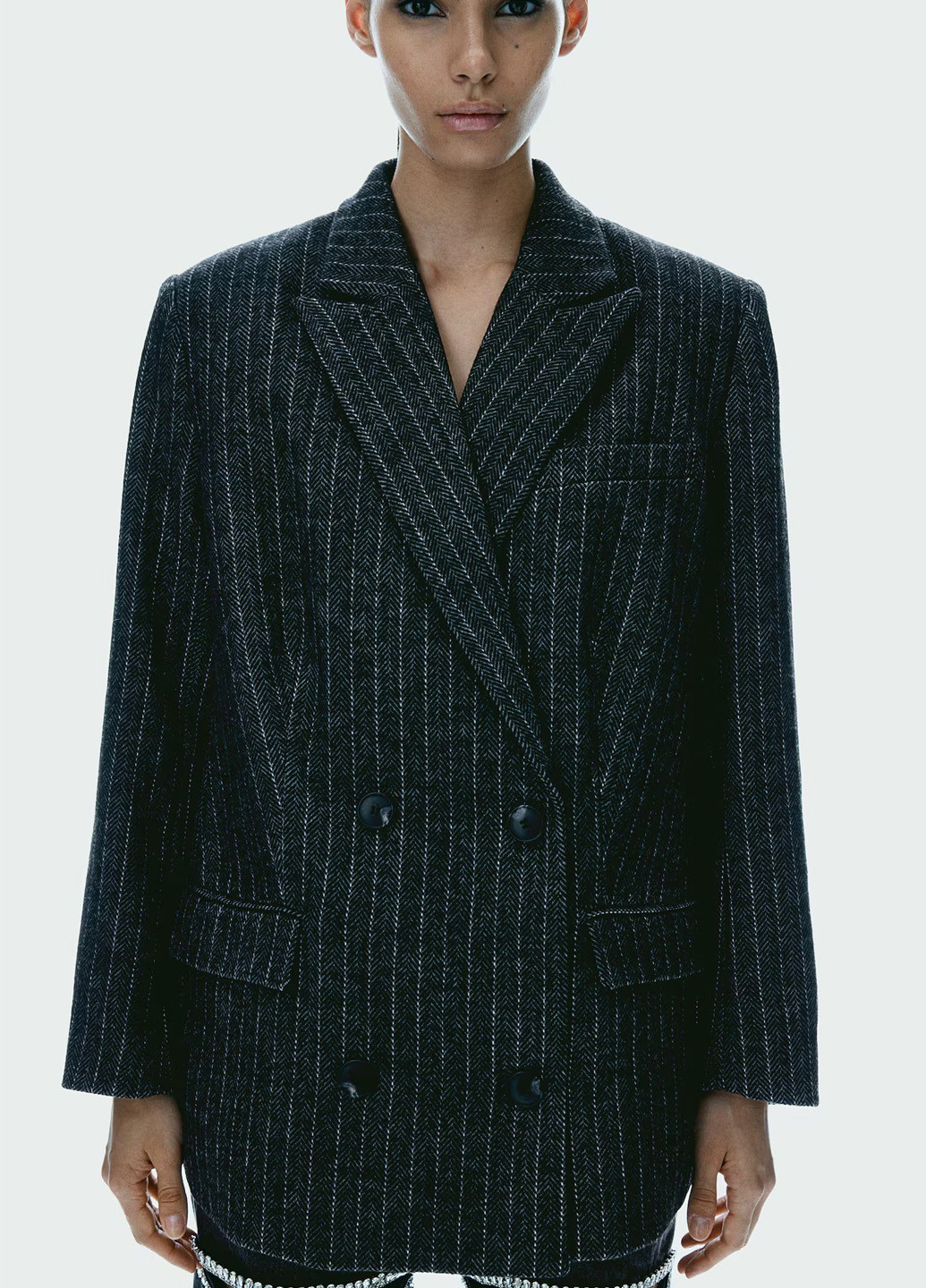 Графитовый женский жакет H&M полосатый - демисезонный