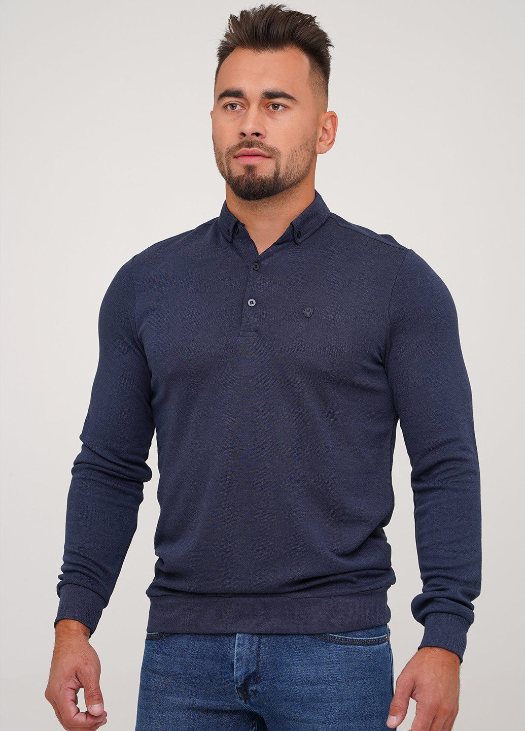 Темно-синяя футболка-поло для мужчин Trend Collection меланжевая