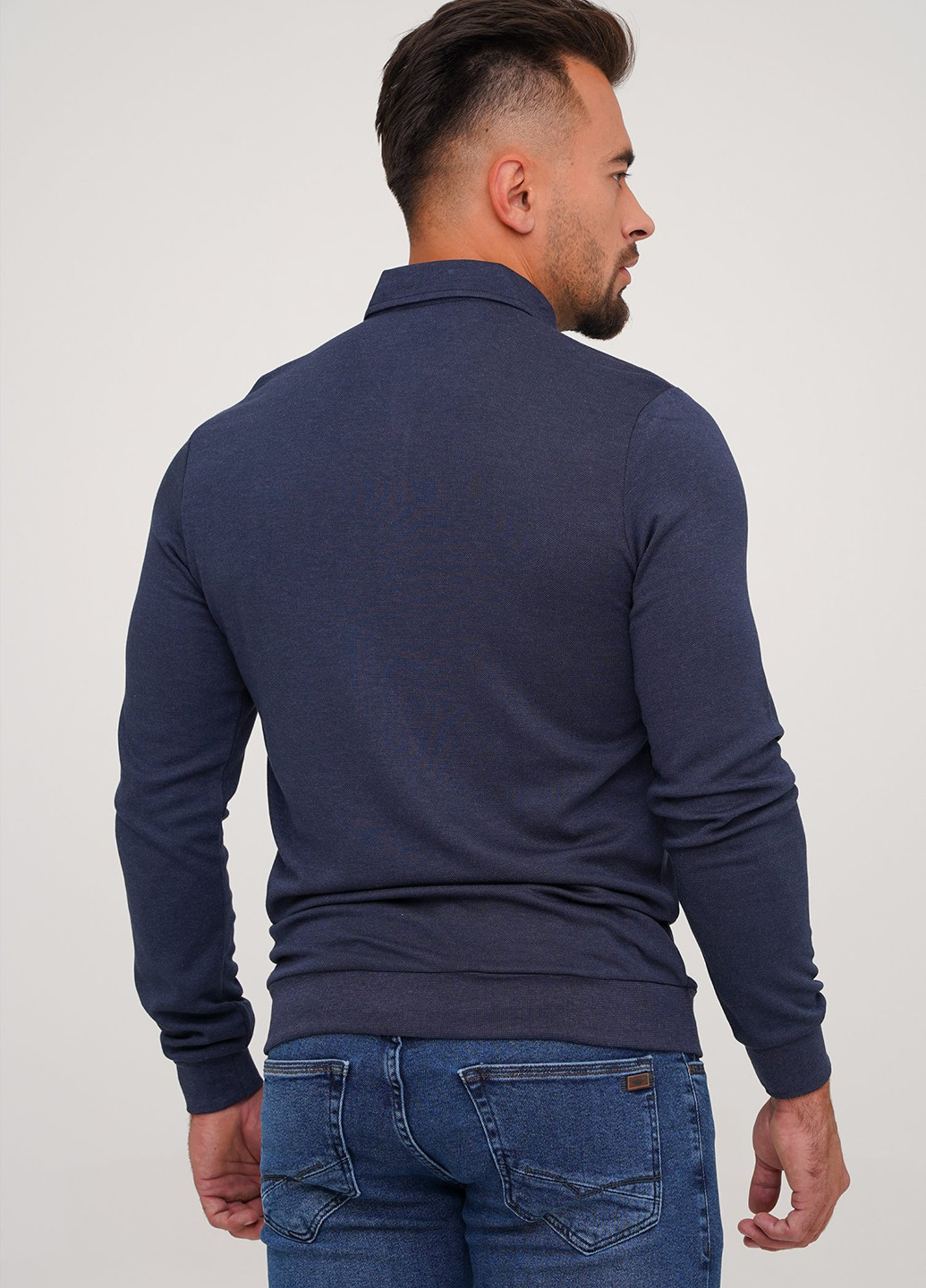 Темно-синяя футболка-поло для мужчин Trend Collection меланжевая