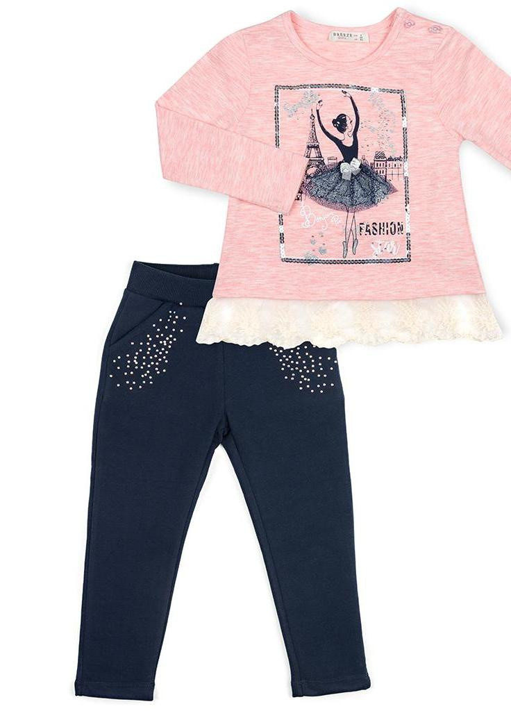 Персиковый демисезонный костюм десткий с балеринкой (10382-98g-pink) Breeze