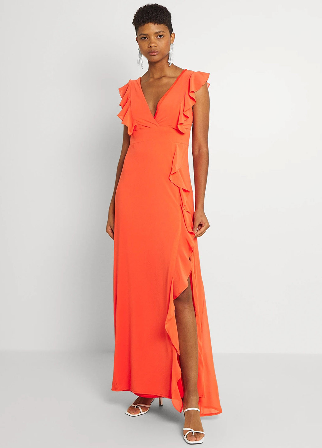Оранжевое вечернее платье Tfnc однотонное