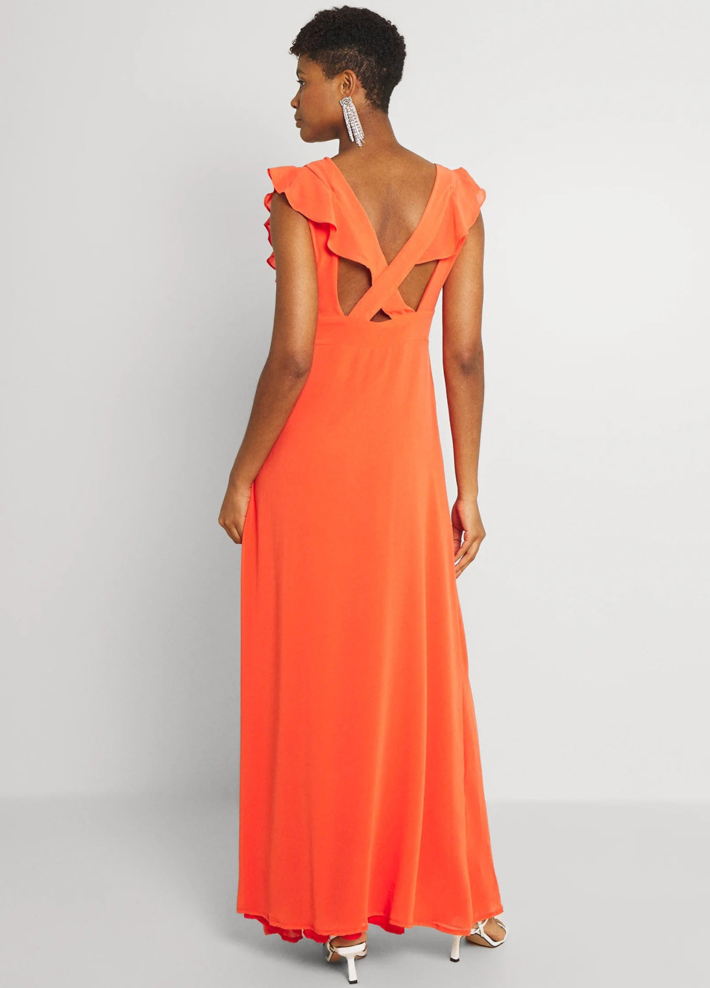 Оранжевое вечернее платье Tfnc однотонное