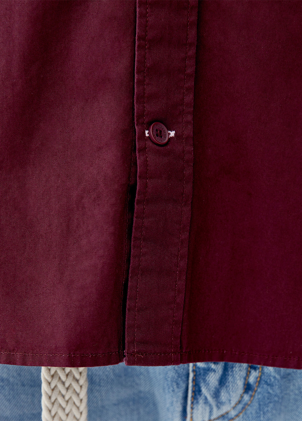 Бордовая кэжуал рубашка однотонная Pull & Bear