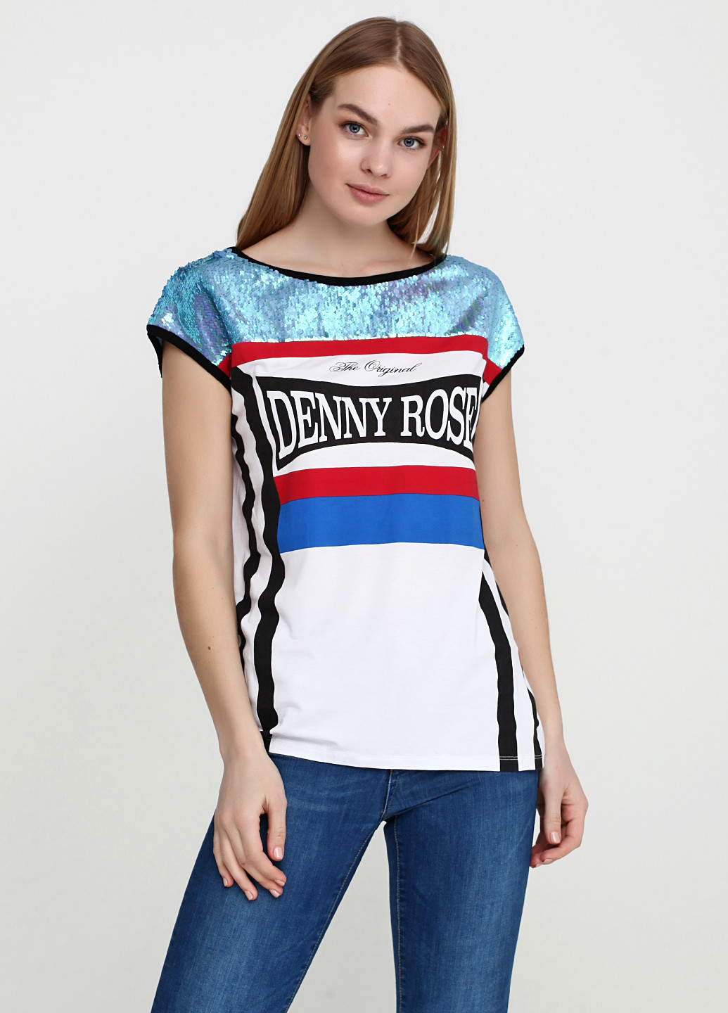 Белая летняя футболка Denny Rose