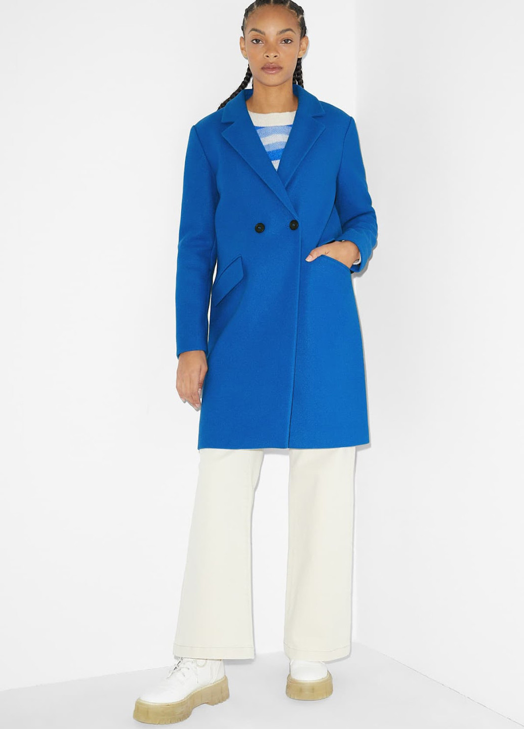 Синее демисезонное Пальто двубортное C&A