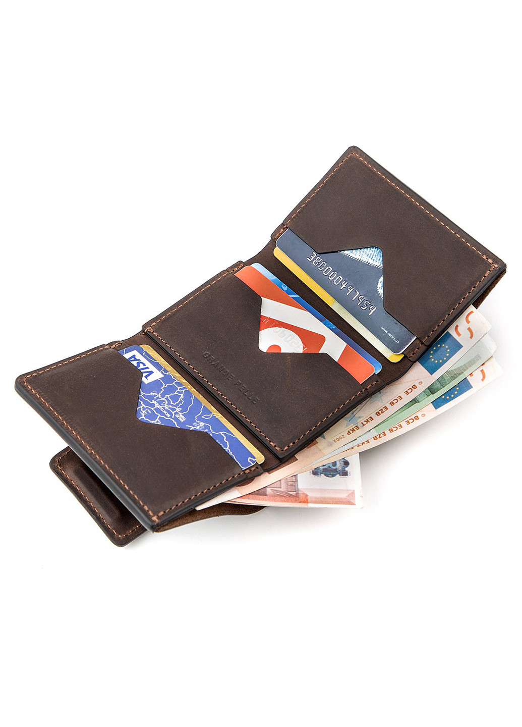 Шкіряний гаманець 7х10х1,5 см Grande Pelle (253490976)