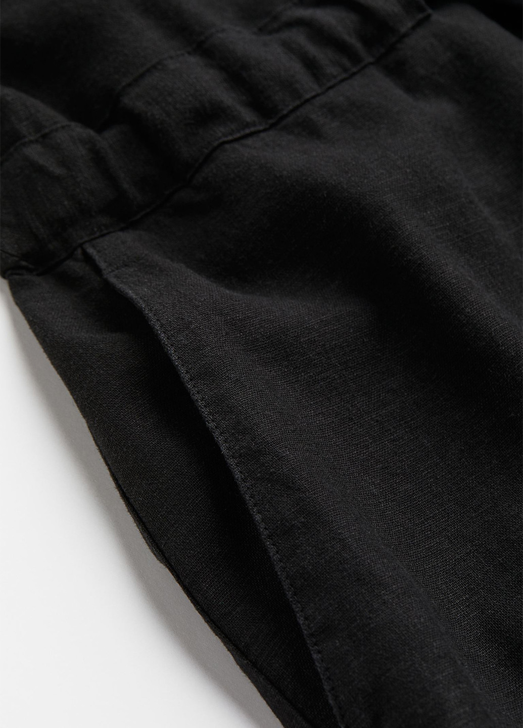 Комбинезон H&M комбинезон-шорты однотонный чёрный кэжуал вискоза, лен