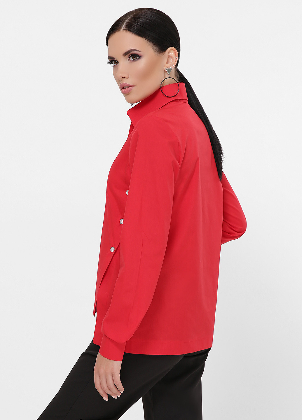 Красная кэжуал рубашка однотонная Fashion Up