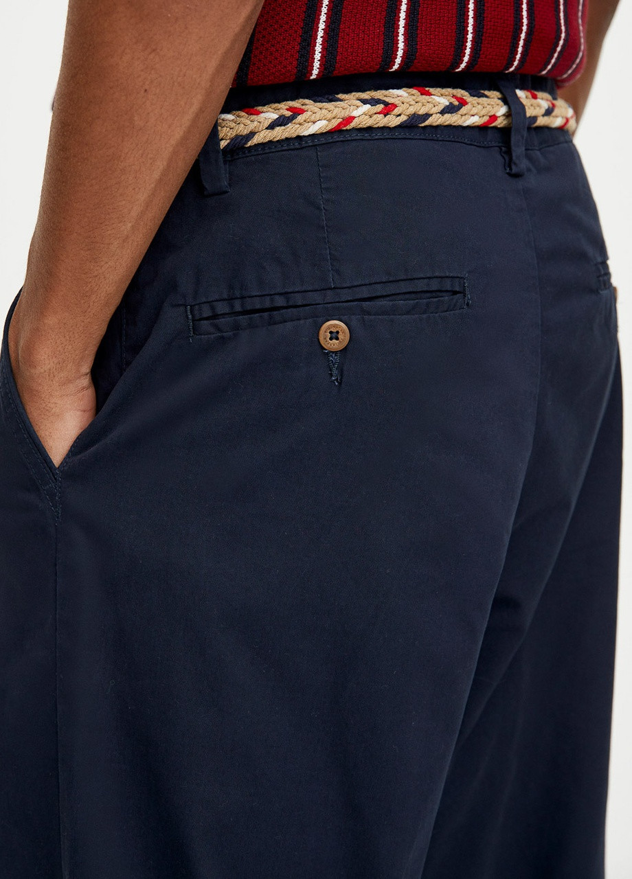 Темно-синие кэжуал демисезонные брюки Pull&Bear