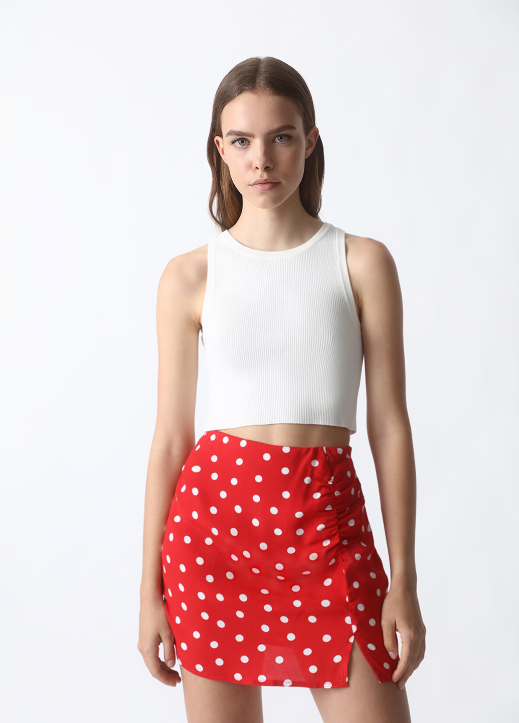 Красная кэжуал в горошек юбка Lefties а-силуэта (трапеция)