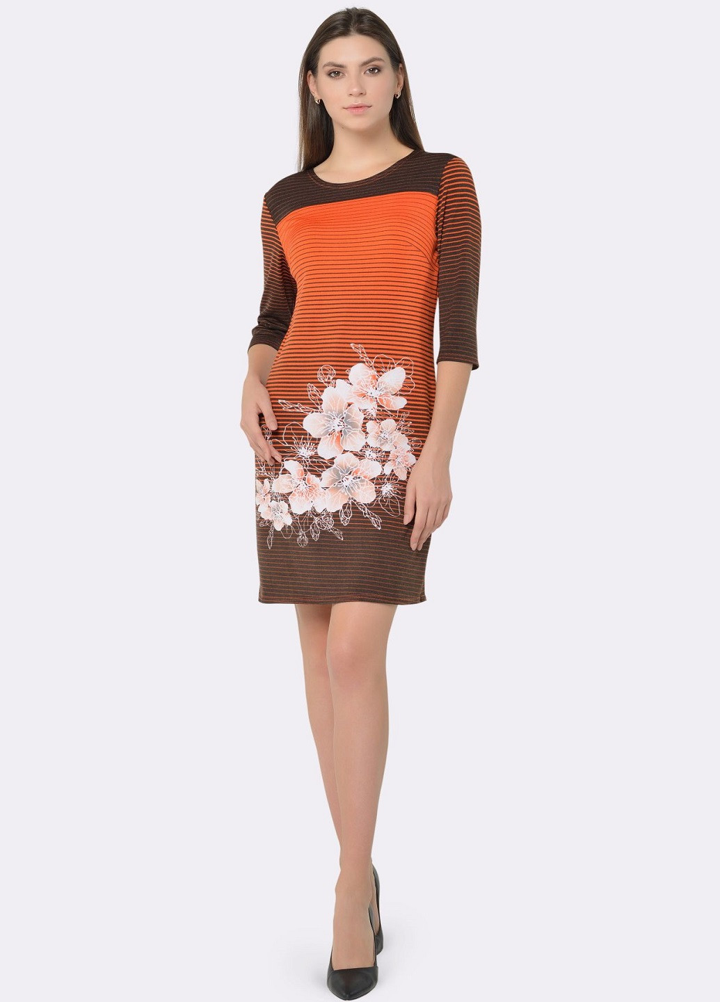 Комбинированное кэжуал платье Cat Orange