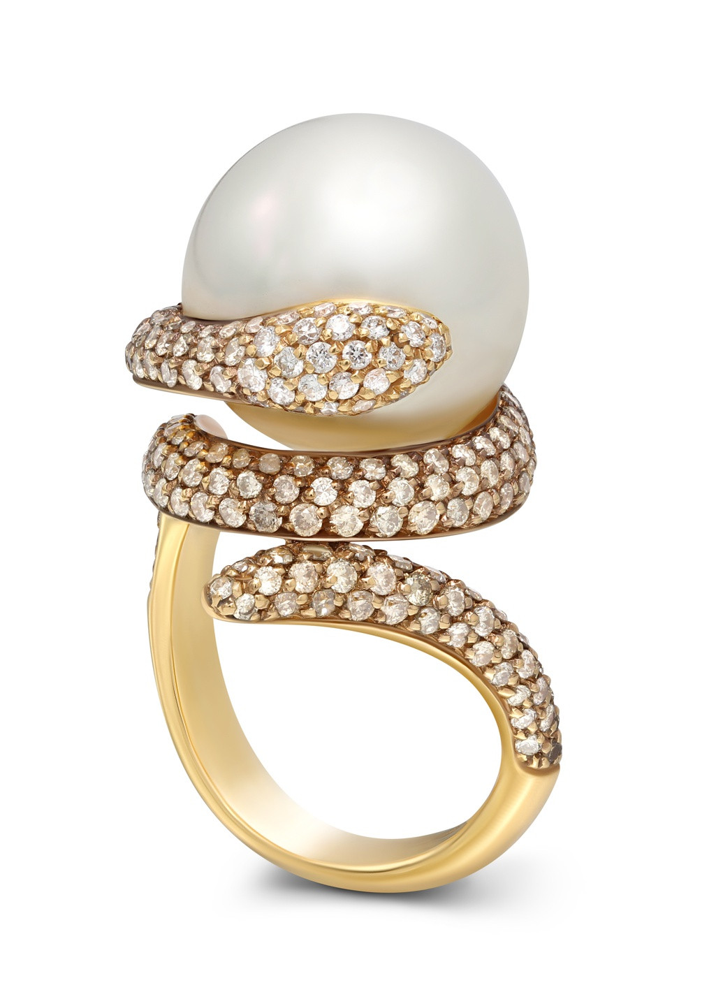 Кольцо с бриллиантами и жемчужиной в розовом золоте Zarina (254253687)