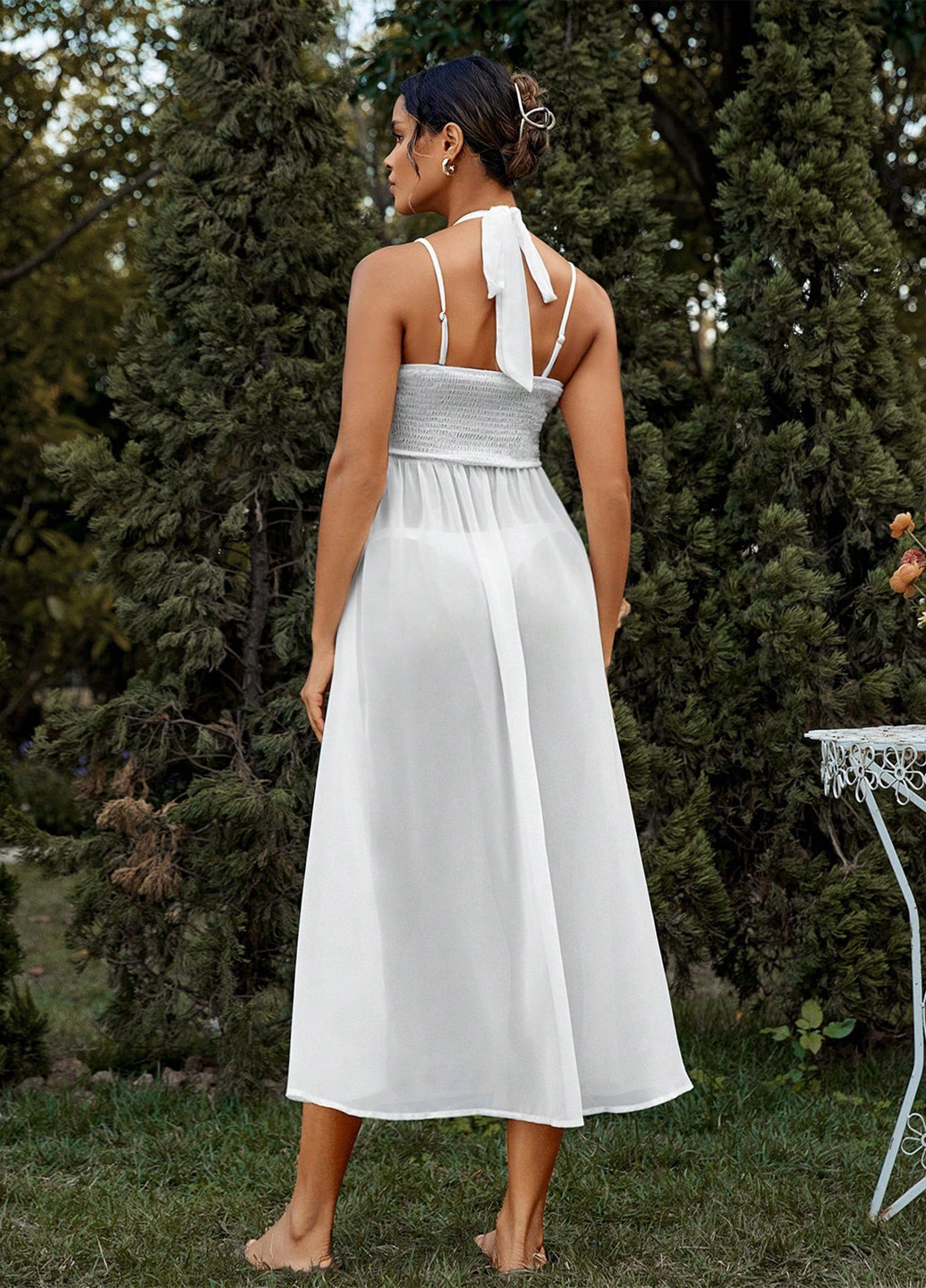 Білий пляжна сукня SHEIN однотонна