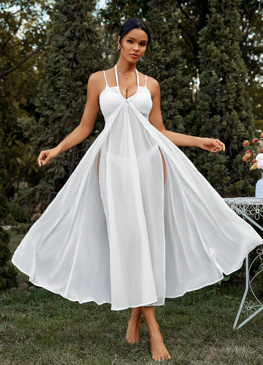 Білий пляжна сукня SHEIN однотонна