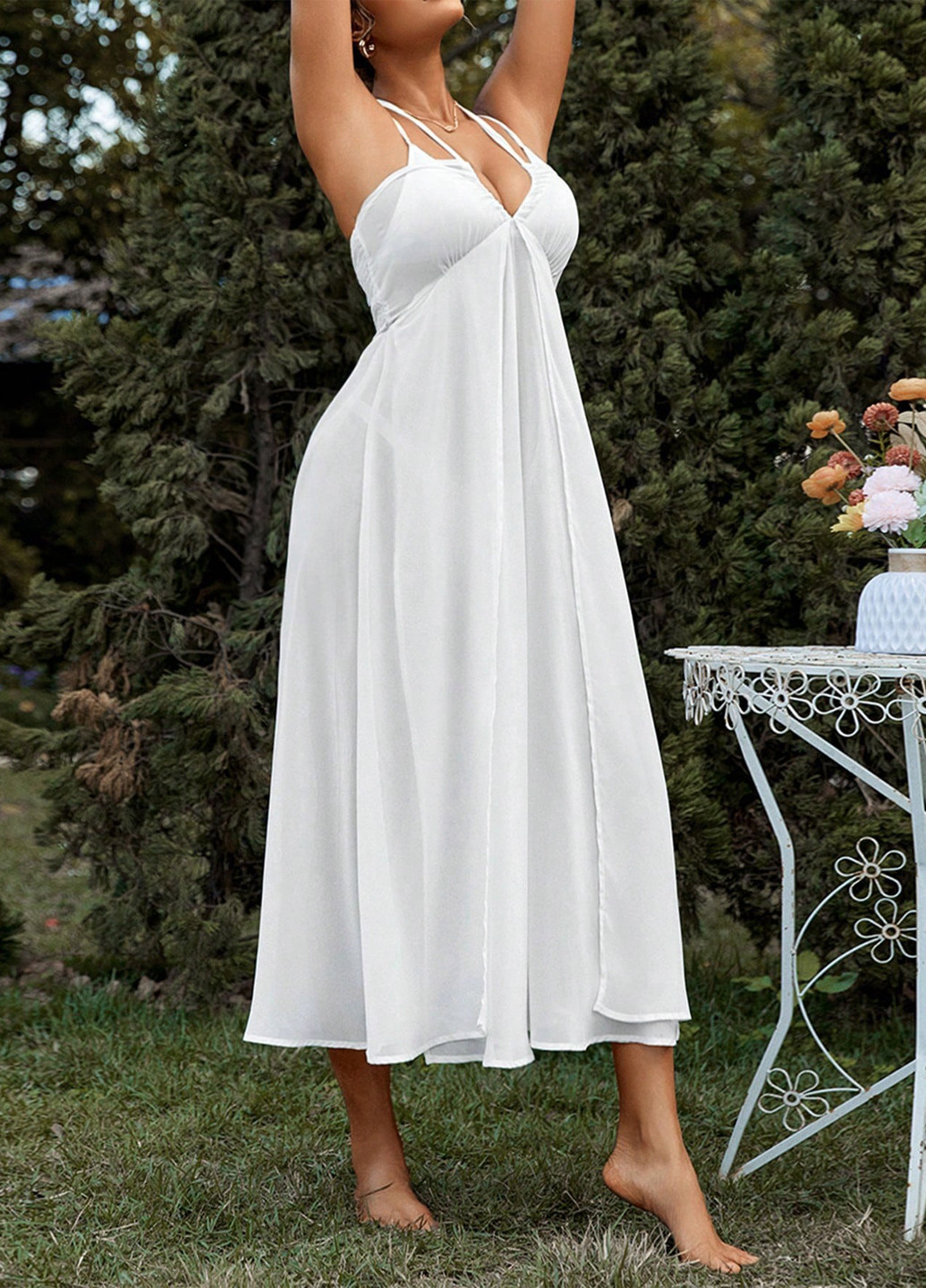 Білий пляжна сукня SHEIN однотонна
