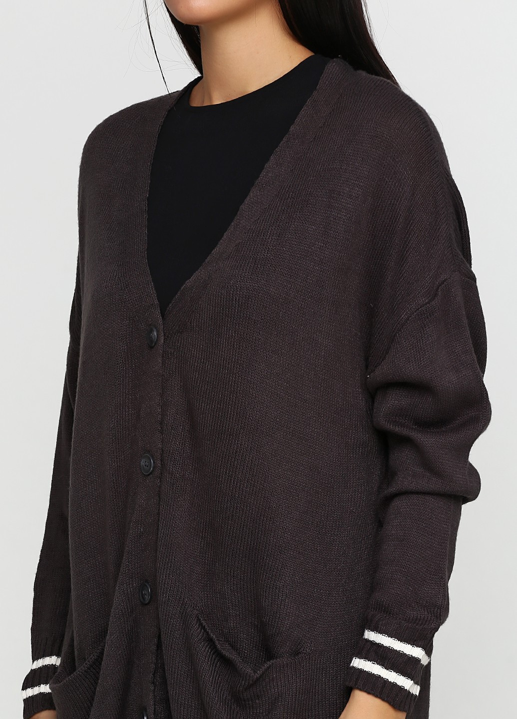 Туника H&M с длинным рукавом однотонная тёмно-серая кэжуал