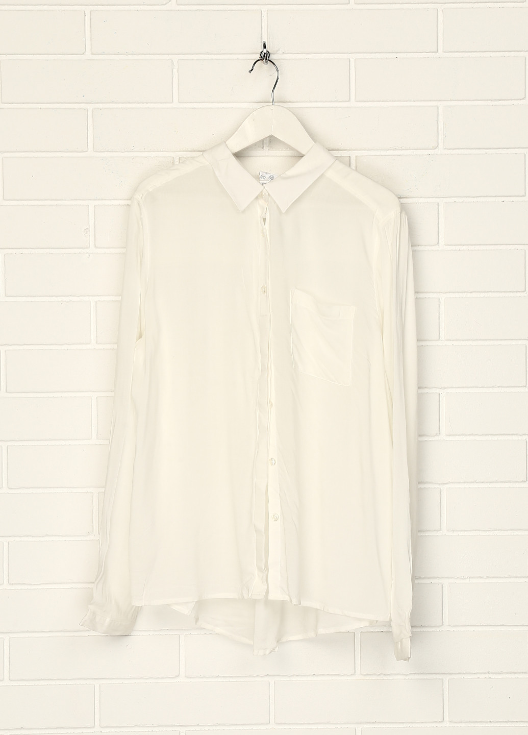 Белая однотонная блузка с длинным рукавом C&A демисезонная