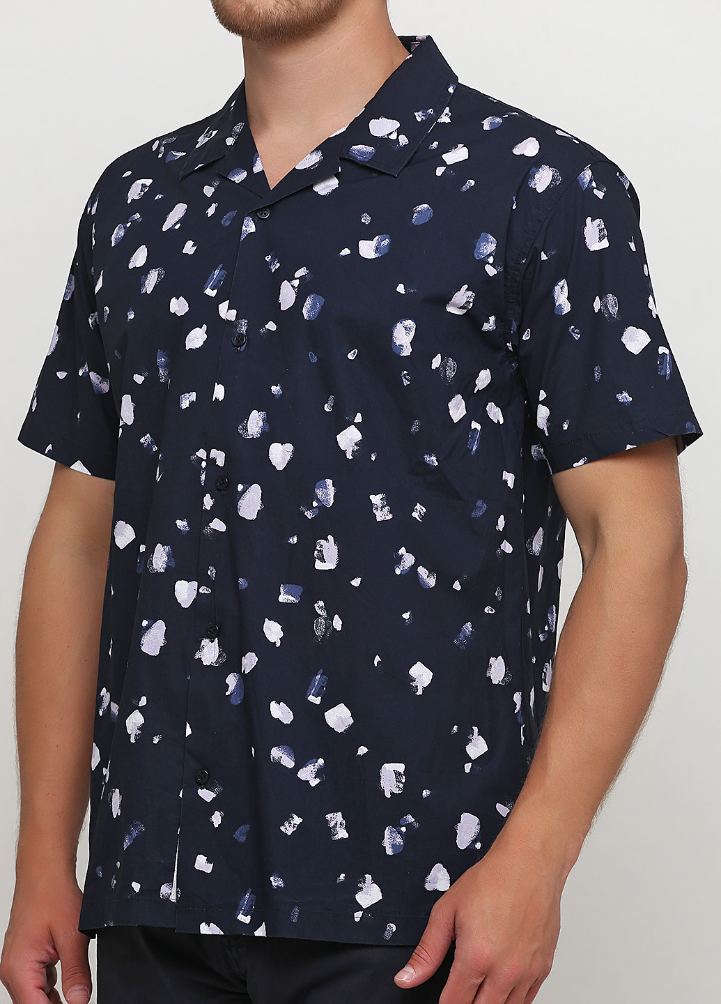 Темно-синяя кэжуал рубашка с абстрактным узором Minimum