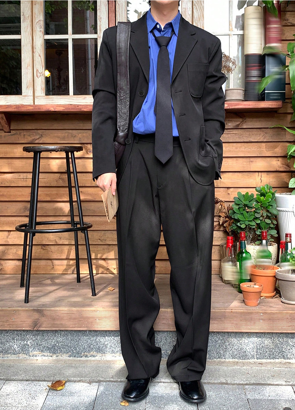 Черный демисезонный костюм (пиджак, брюки) брючный SHEIN