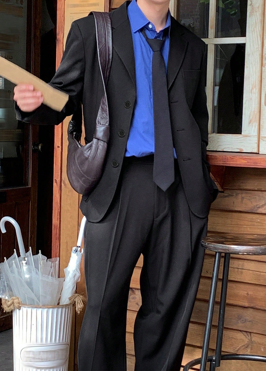 Черный демисезонный костюм (пиджак, брюки) брючный SHEIN