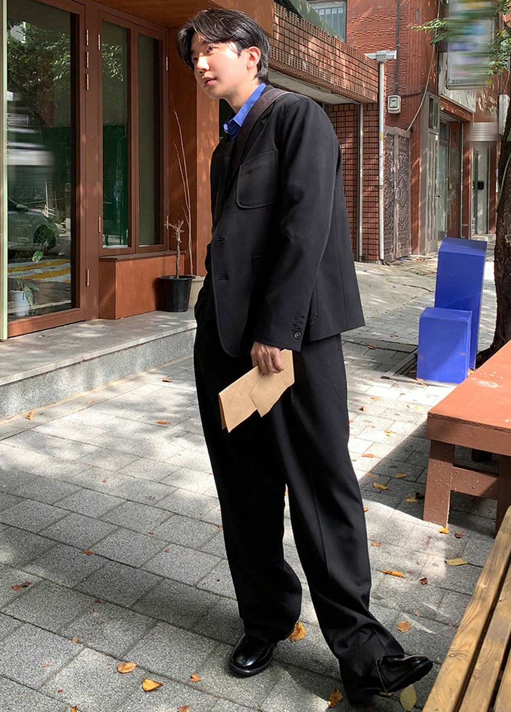 Черный демисезонный костюм (пиджак, брюки) брючный SHEIN