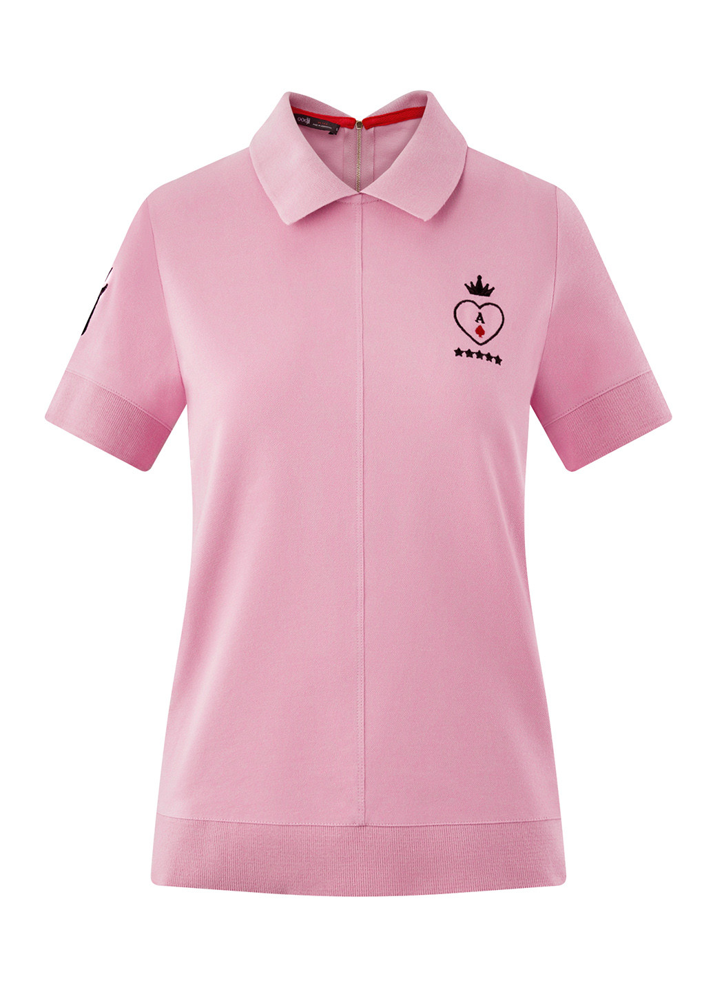 Светло-розовая женская футболка-поло Oodji с рисунком
