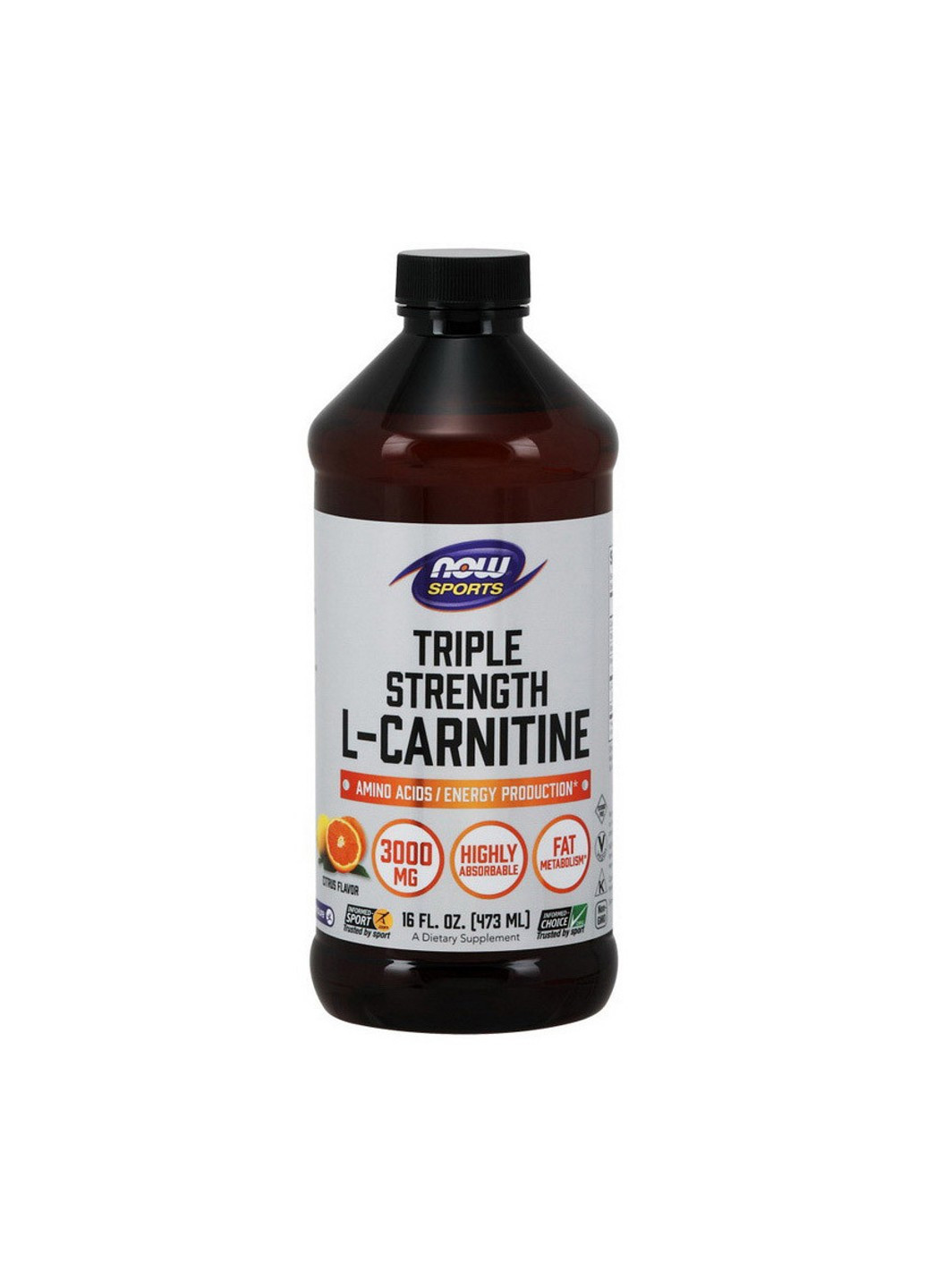 Л-карнитин L-Carnitine 3000 mg (473 мл) нау фудс citrus Now Foods (255362195)