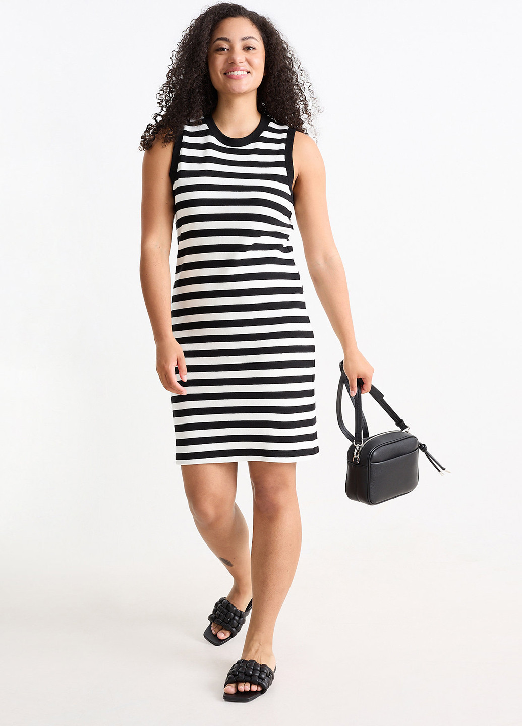 Чорно-білий кежуал сукня сукня-майка C&A в смужку