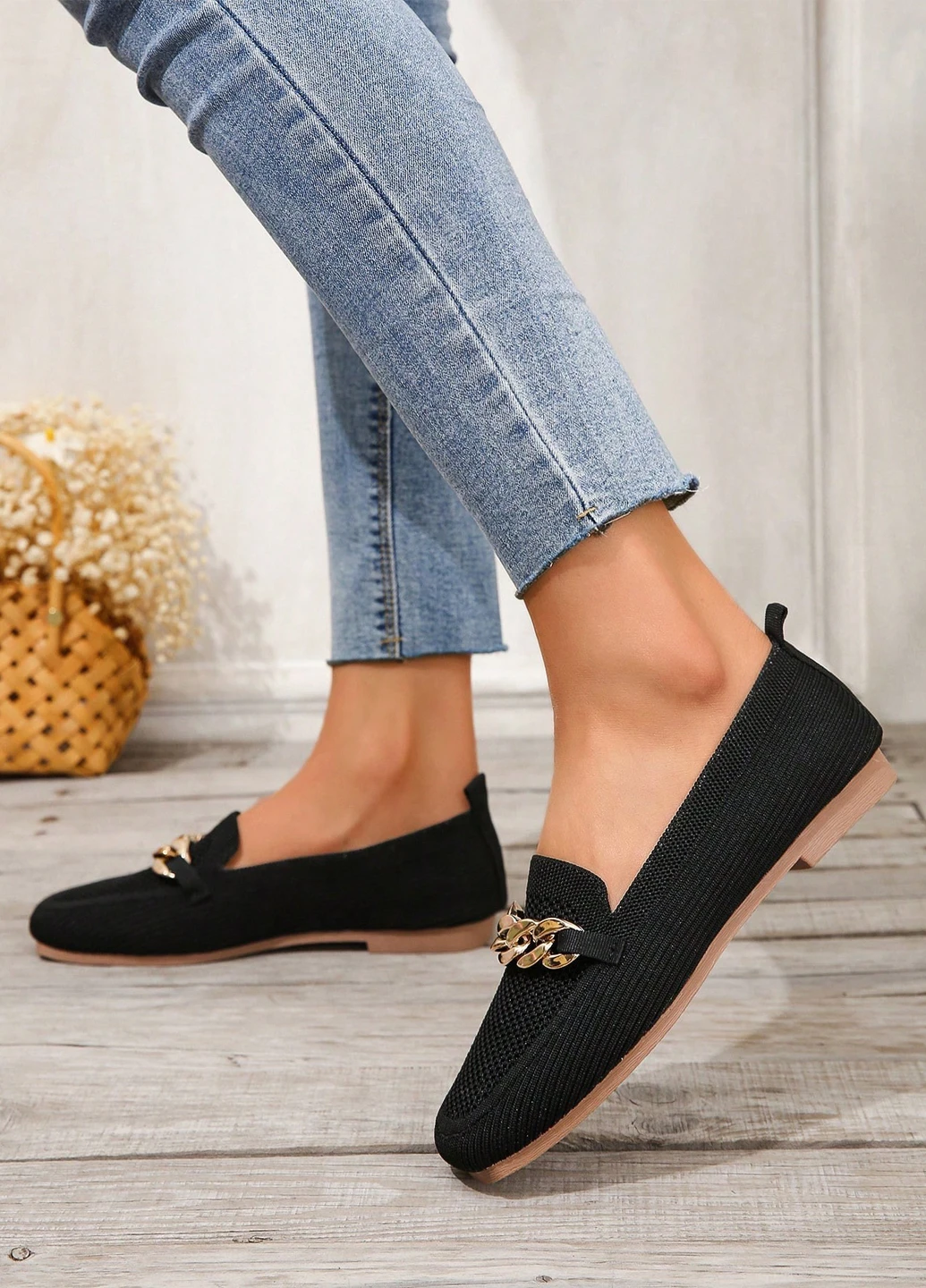 SHEIN Туфли лоферы черный з текстиль, китай — демисезон (325706988)