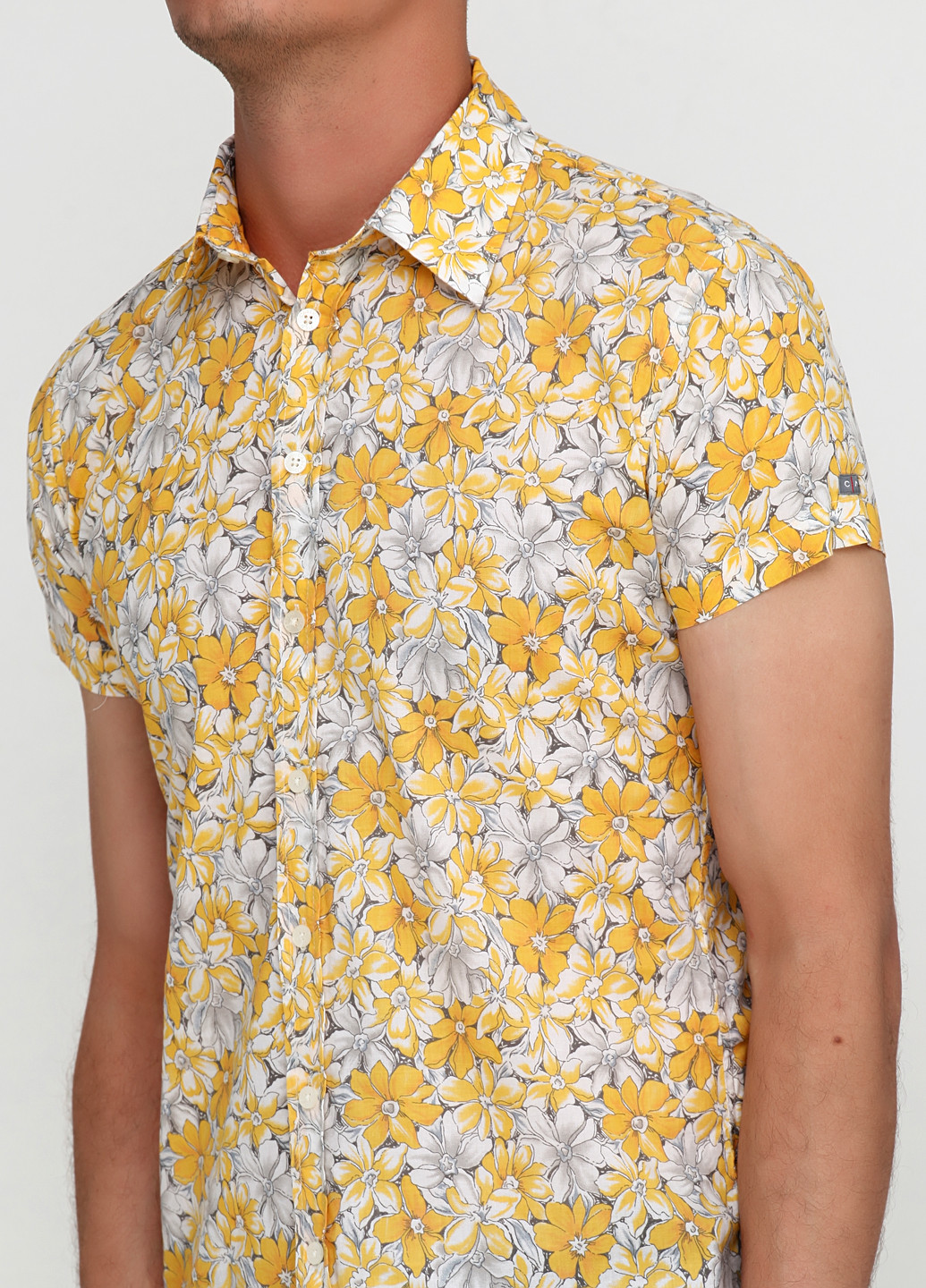 Желтая кэжуал рубашка с цветами Castro с коротким рукавом