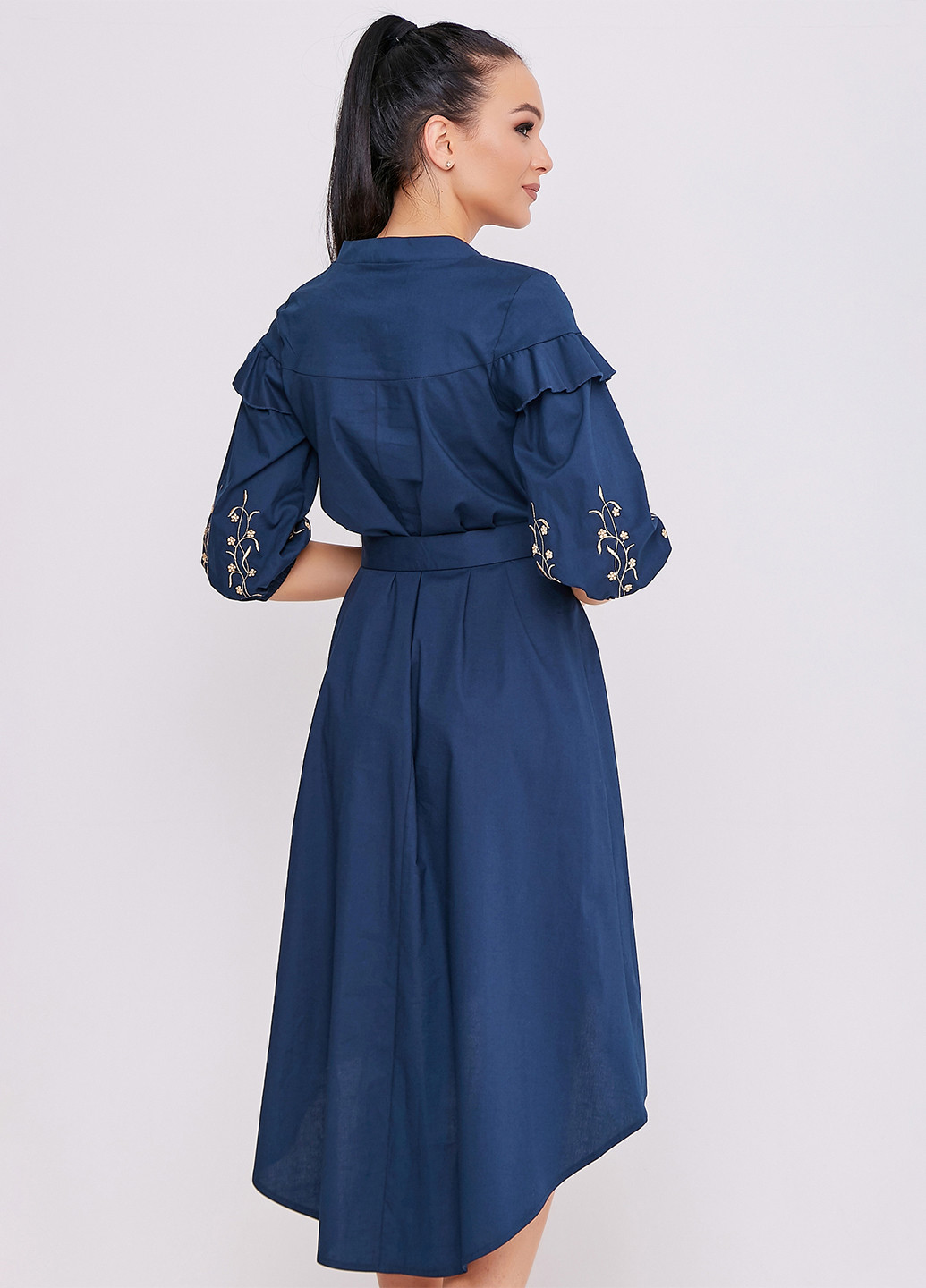 Темно-синее кэжуал платье рубашка ST-Seventeen однотонное