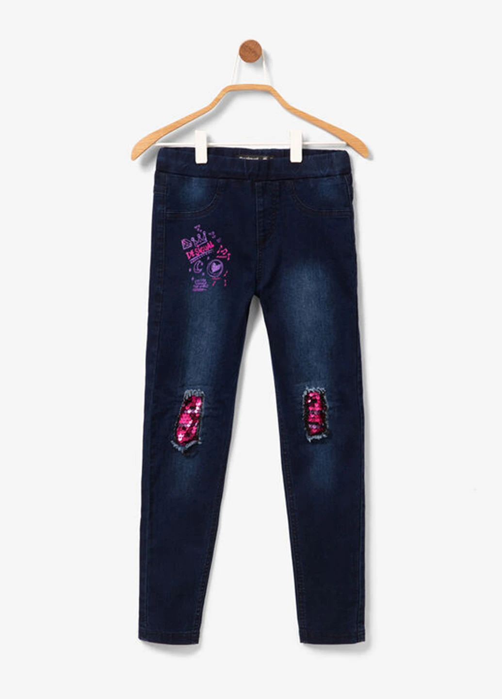 Синие демисезонные зауженные джинсы Desigual
