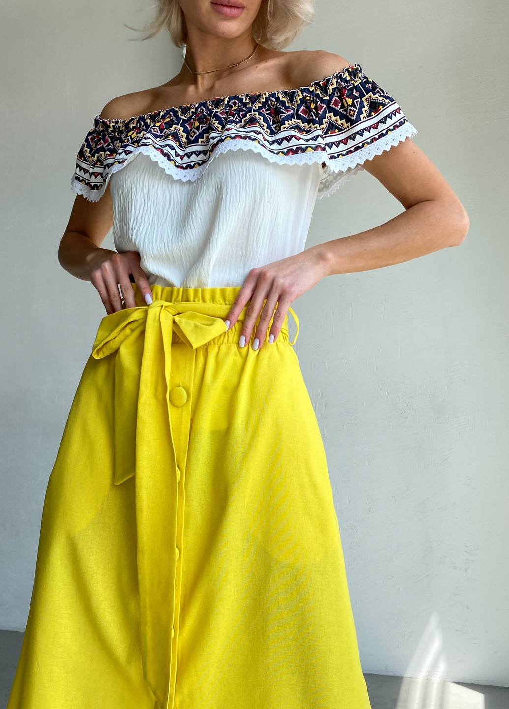 Желтая однотонная юбка Nenka