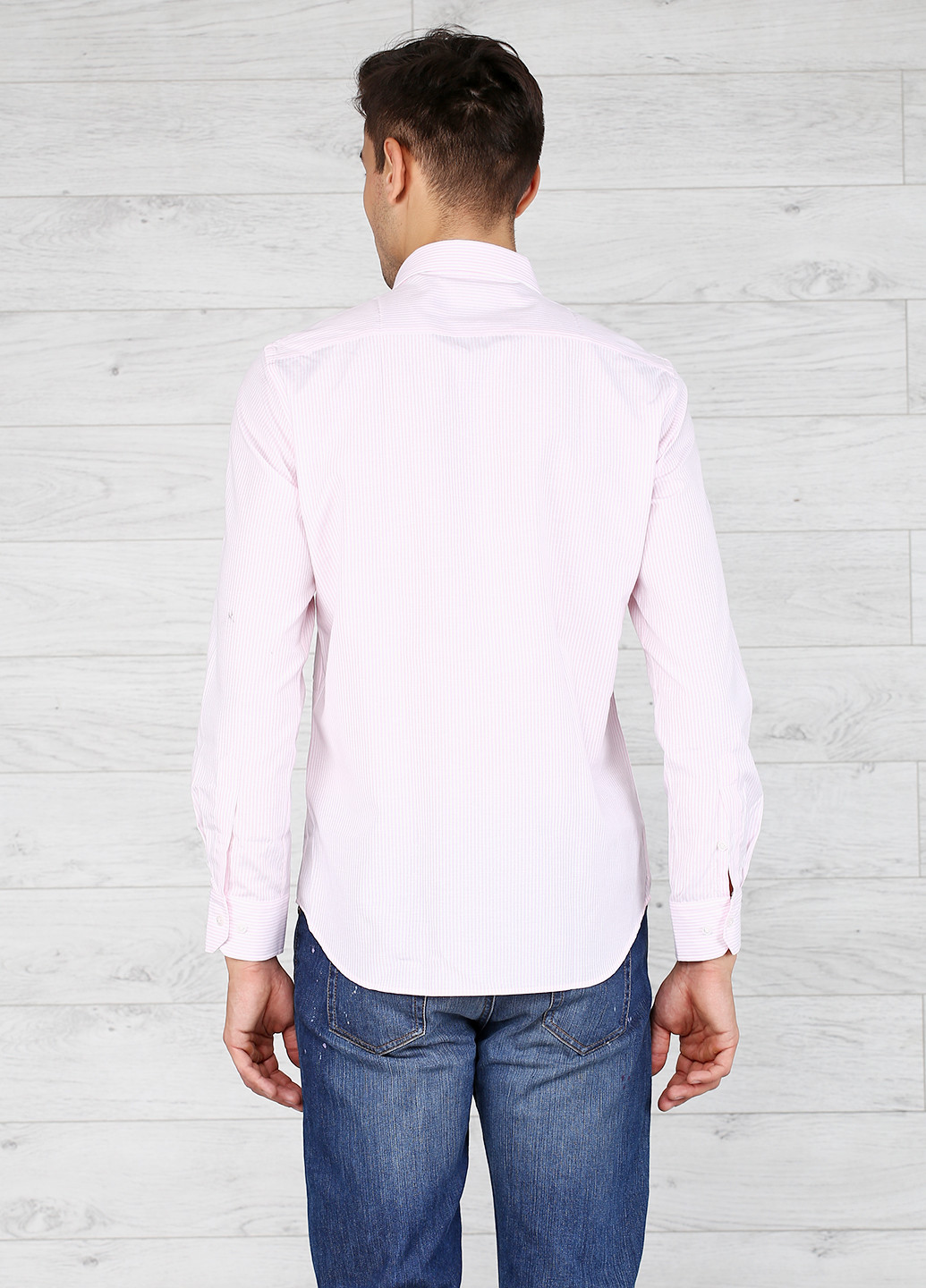 Розовая кэжуал рубашка в полоску Hugo Boss с длинным рукавом