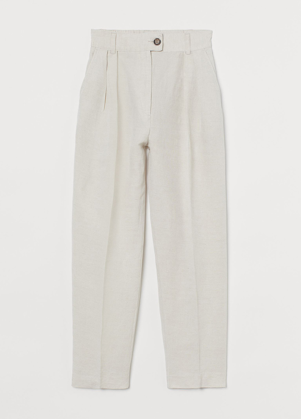 Светло-бежевые кэжуал летние каррот, укороченные брюки H&M
