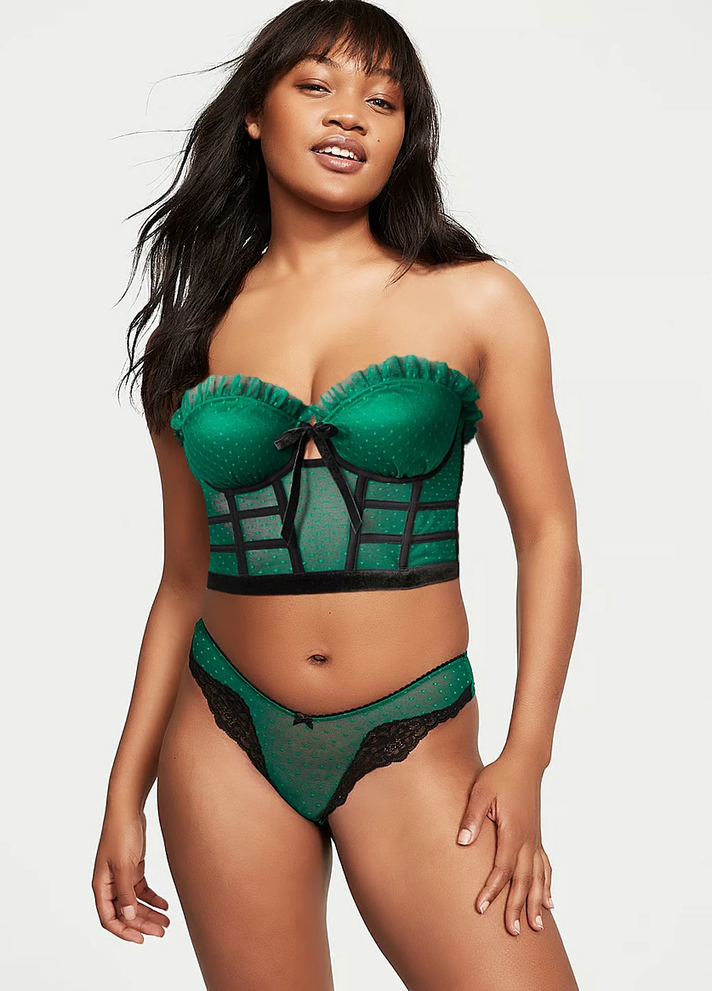 Зеленый демисезонный комплект (корсет, трусики) Victoria's Secret