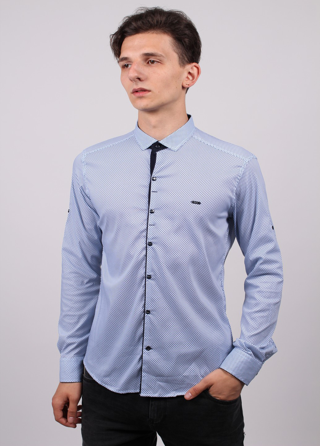 Голубой кэжуал рубашка с геометрическим узором New Way