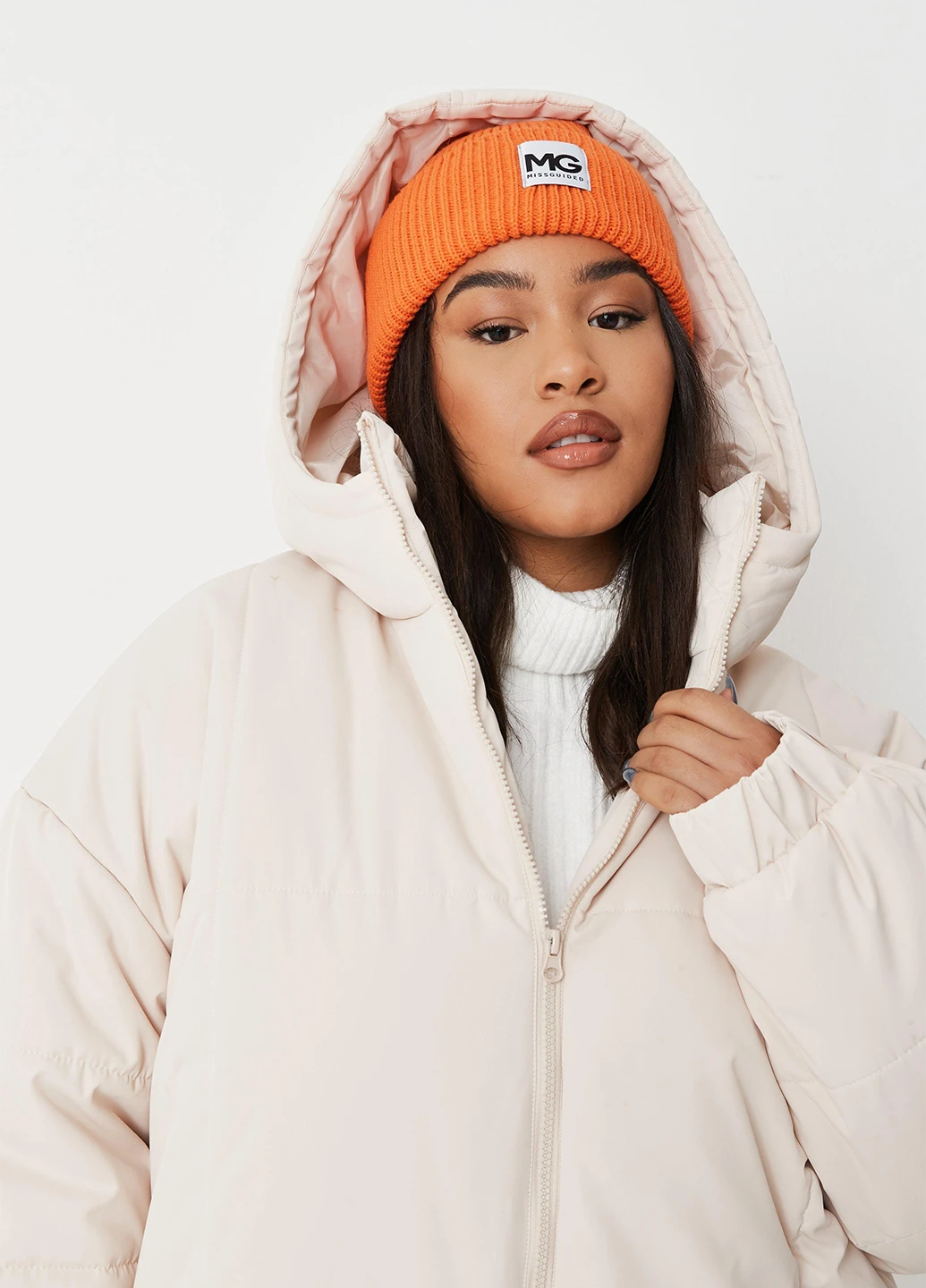 Світло-бежева зимня куртка Missguided