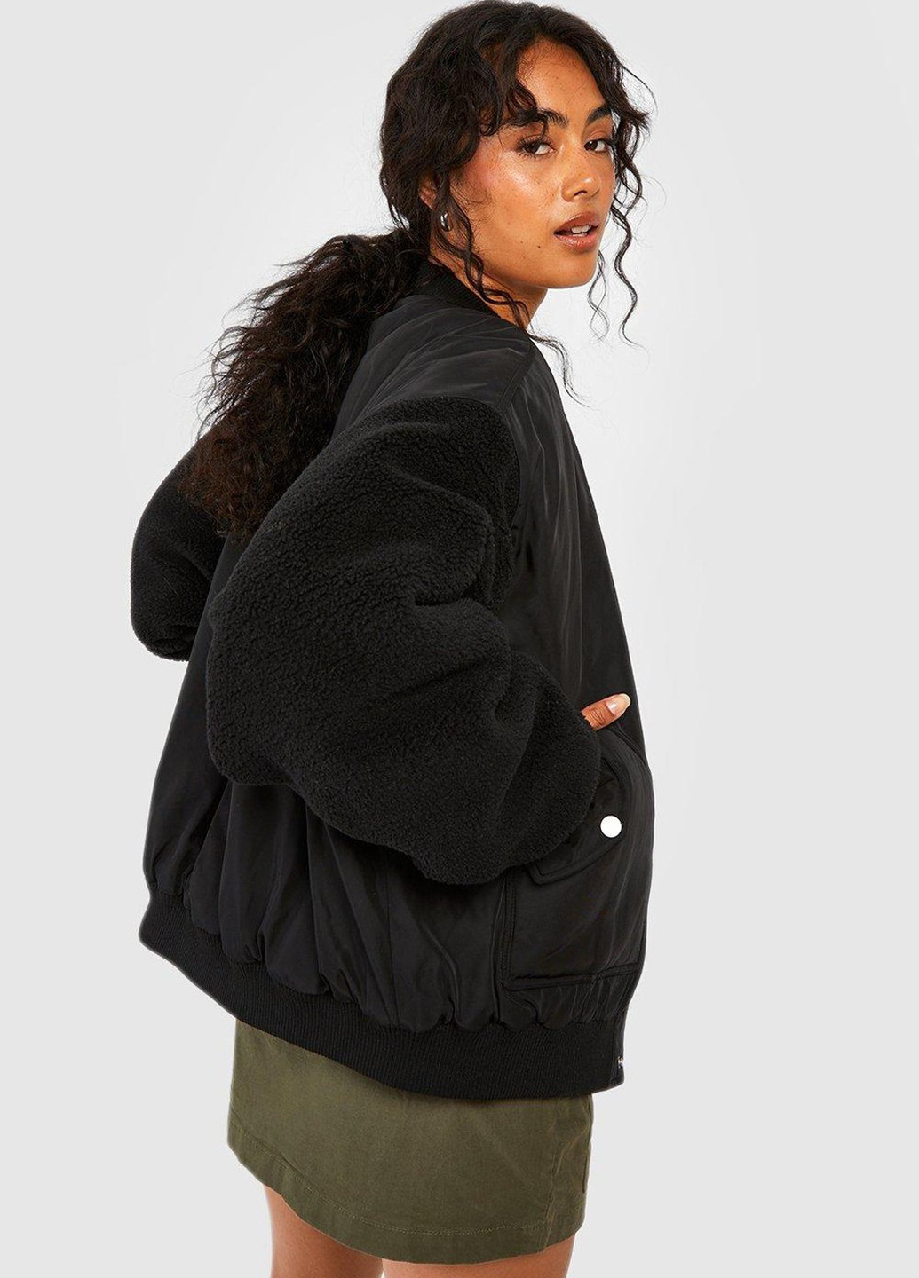 Бомбер Boohoo на молнии, на кнопках (311950356)