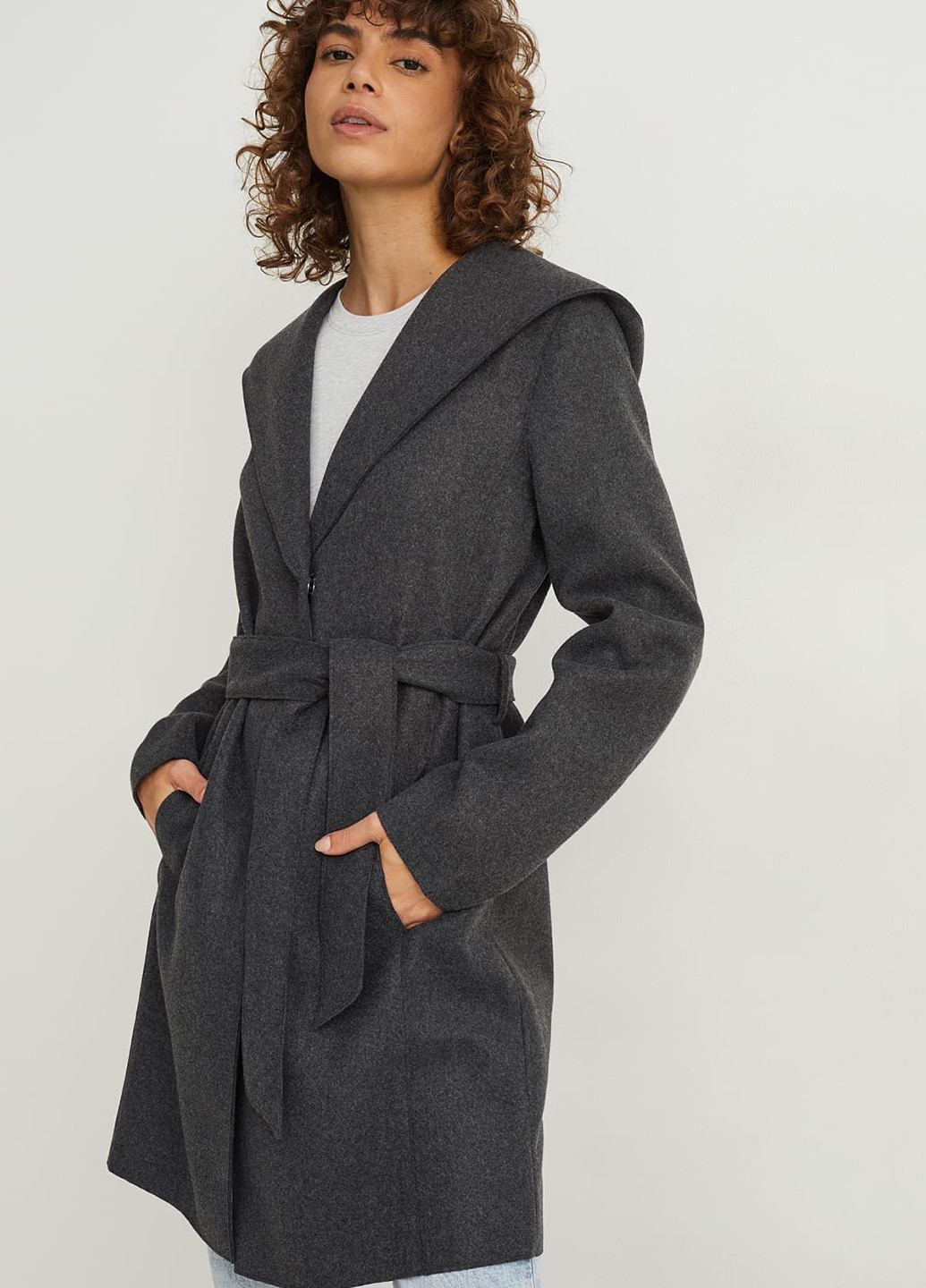 Темно-сіре демісезонне Пальто однобортне C&A