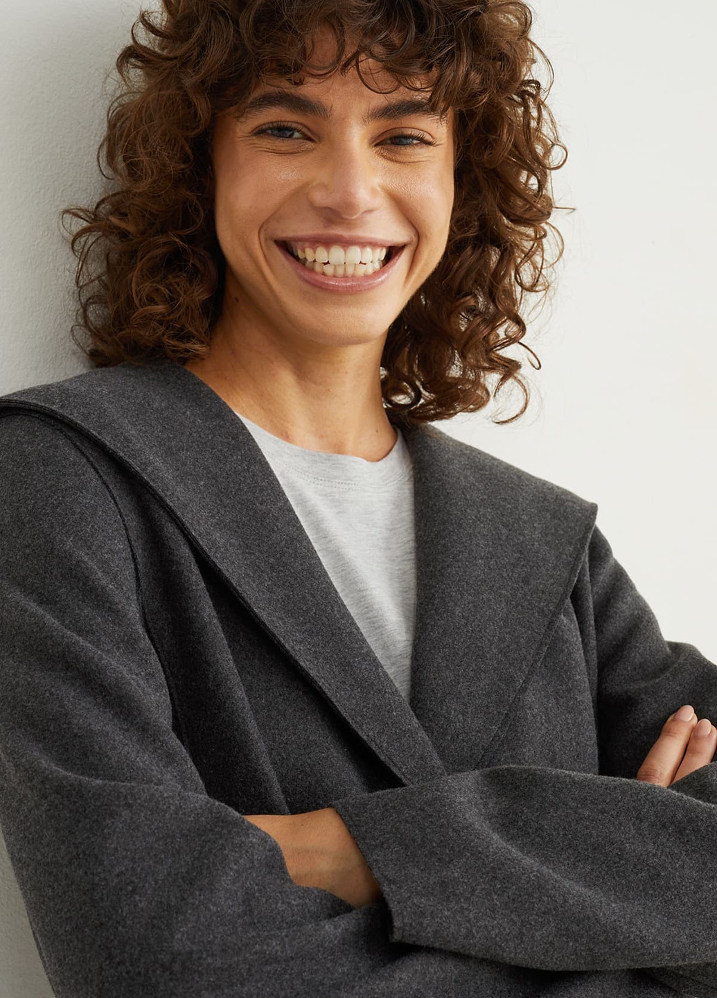 Темно-сіре демісезонне Пальто однобортне C&A