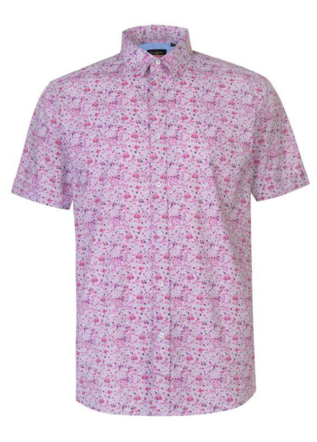 Розовая кэжуал рубашка с цветами Pierre Cardin с коротким рукавом