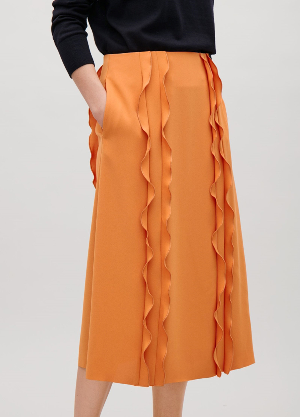 Оранжевая кэжуал однотонная юбка Cos миди