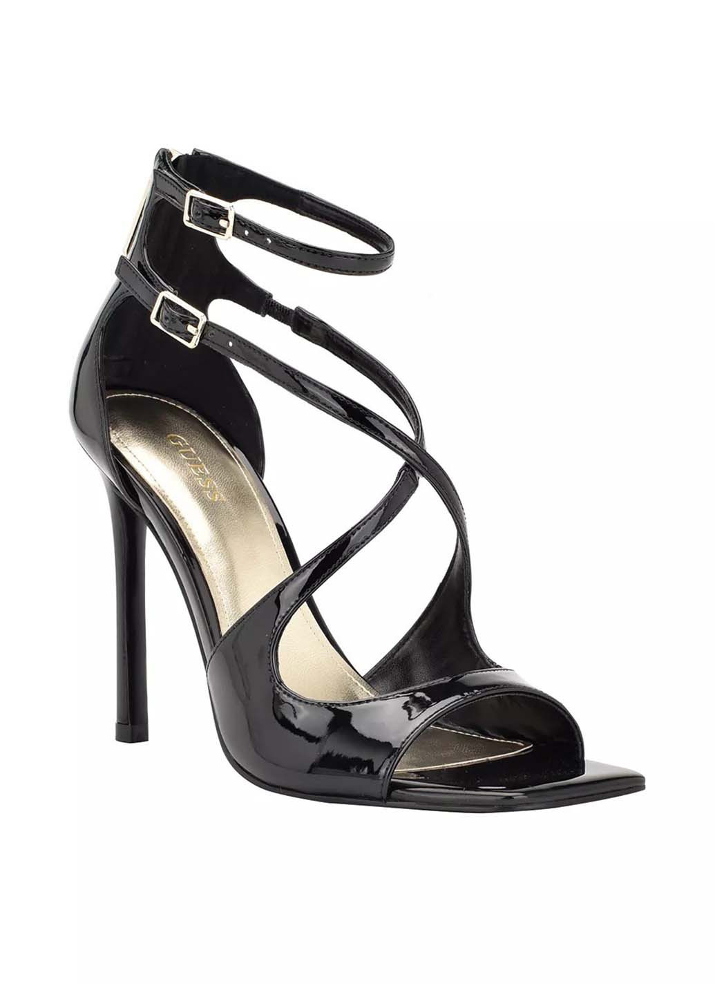 Черные босоножки Guess с ремешком лаковые