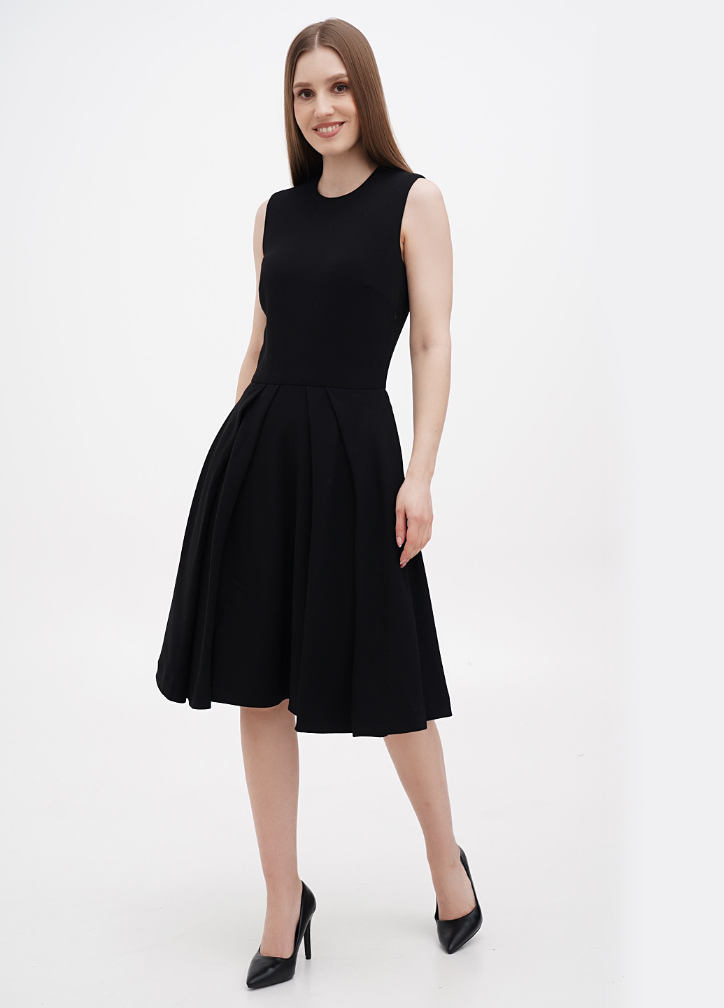 Черное кэжуал платье клеш Ralph Lauren однотонное