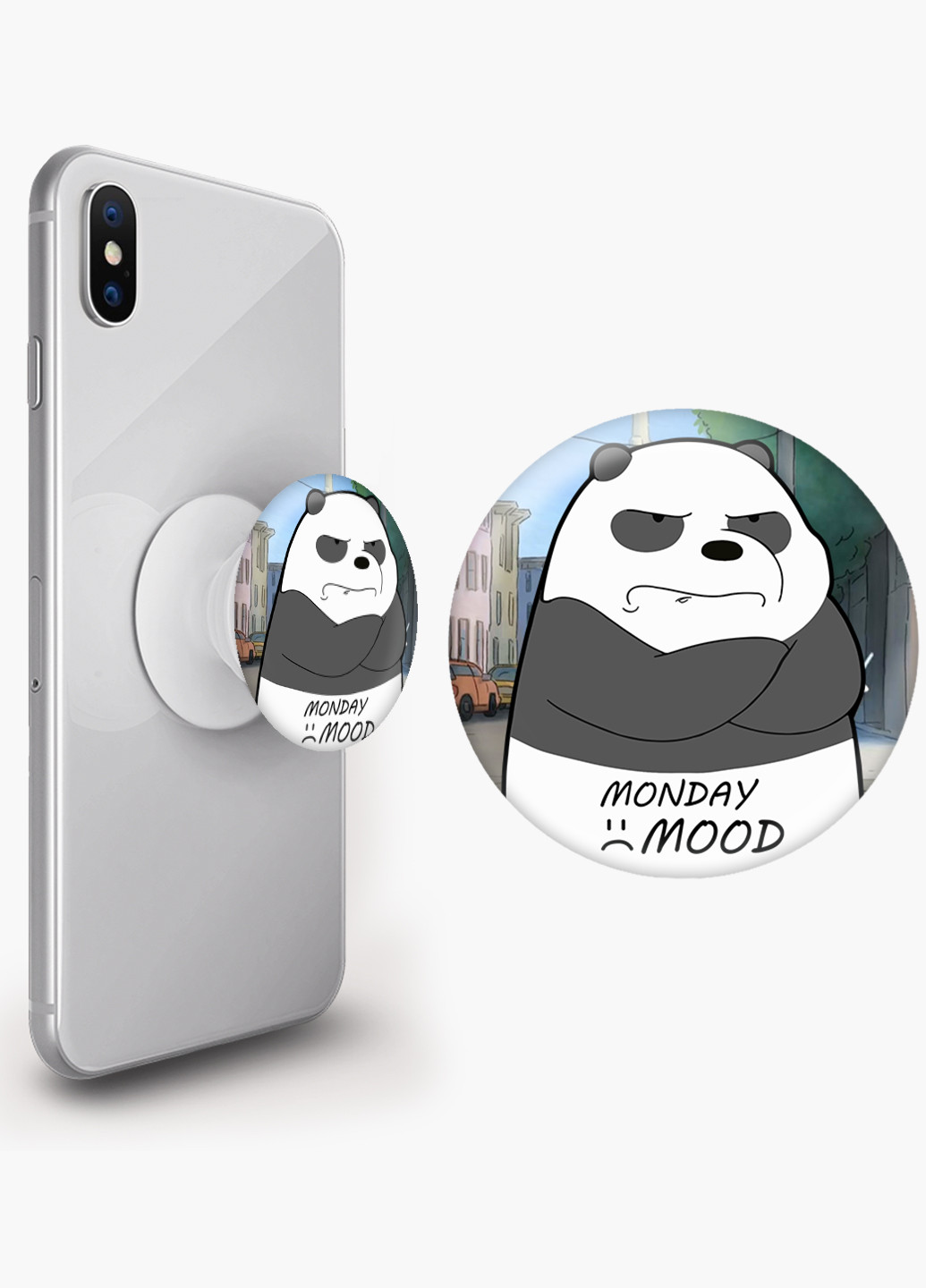 Попсокет (Popsockets) тримач для смартфону Вся правда про ведмедів (We Bare Bears) (8754-2899) Чорний MobiPrint (229014723)